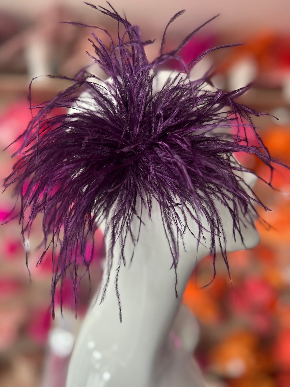 Blackcurrant Wispy Feather  Fascinator Hair Clip
