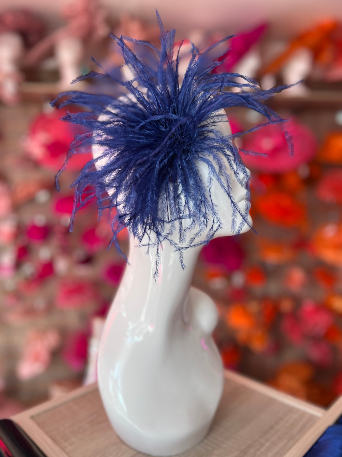 Blue Wispy Feather  Fascinator Hair Clip