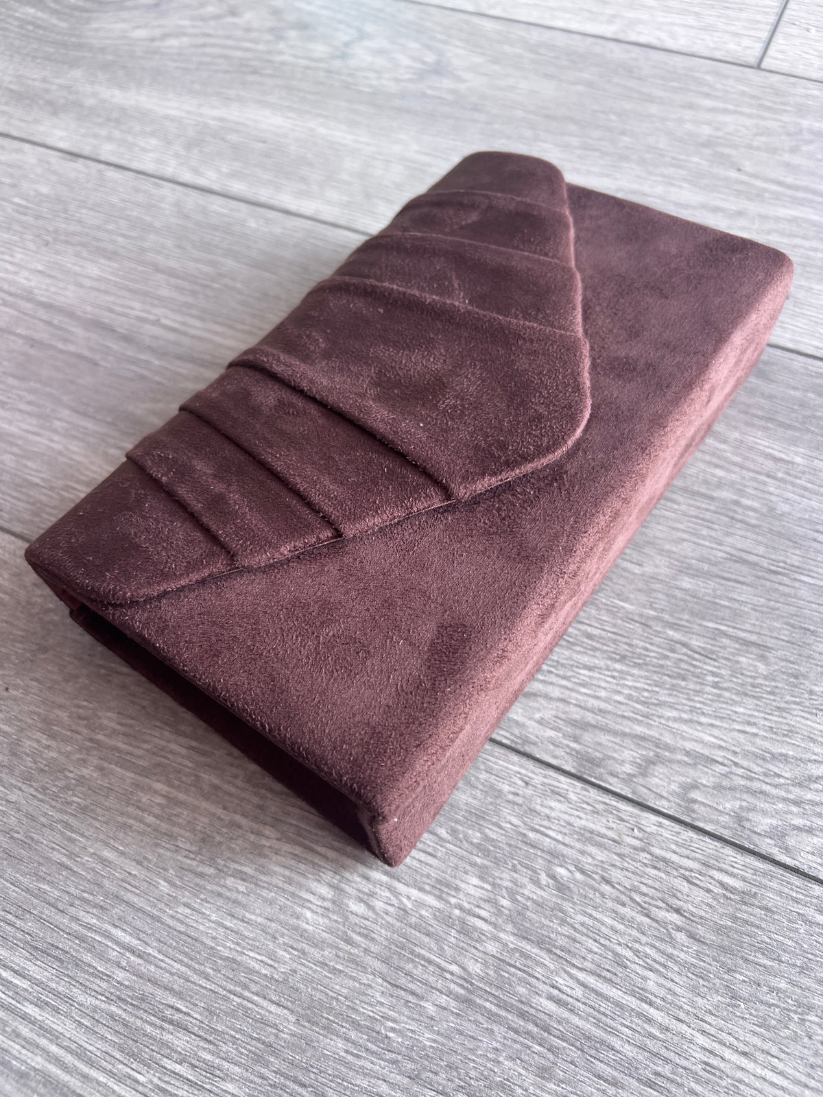 Brown Velvet Envelope Clutch Bag