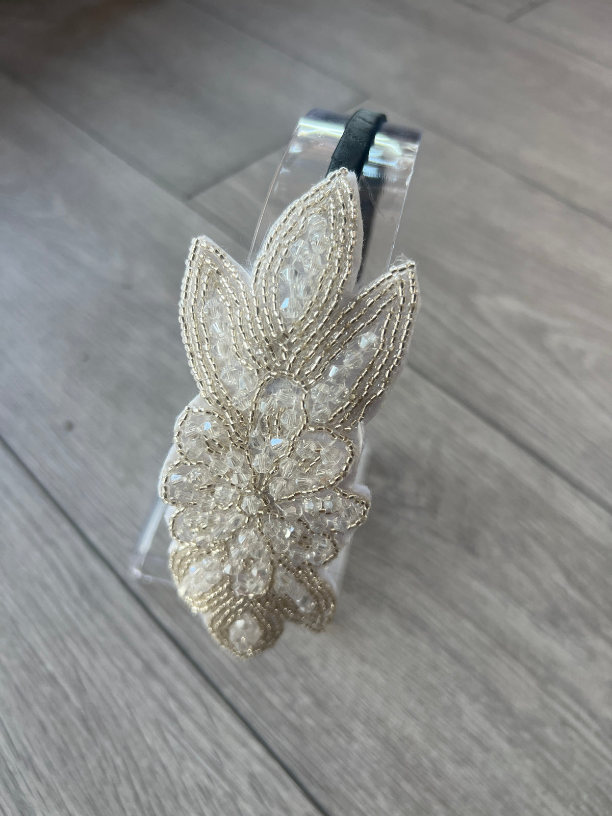 Vintage 1920's White Leaf Beaded Headband