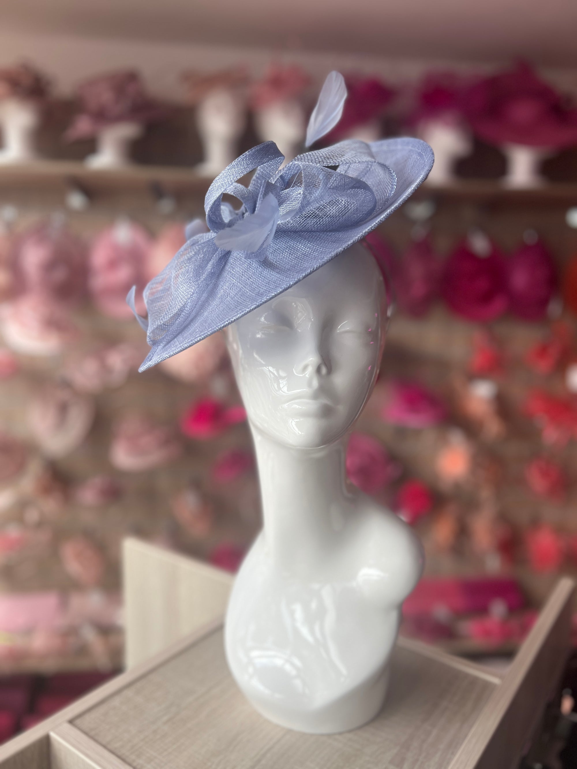 Stylish Periwinkle Disc Fascinator with Decorative Bow