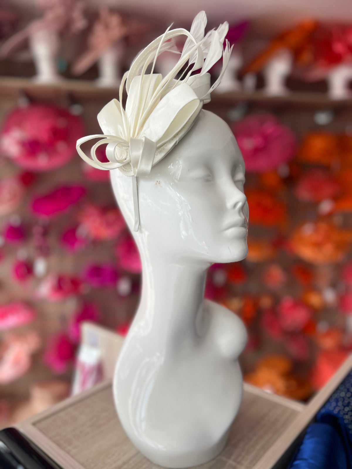 Ivory Fascinated Headband With Looped Satin &amp; Feathers