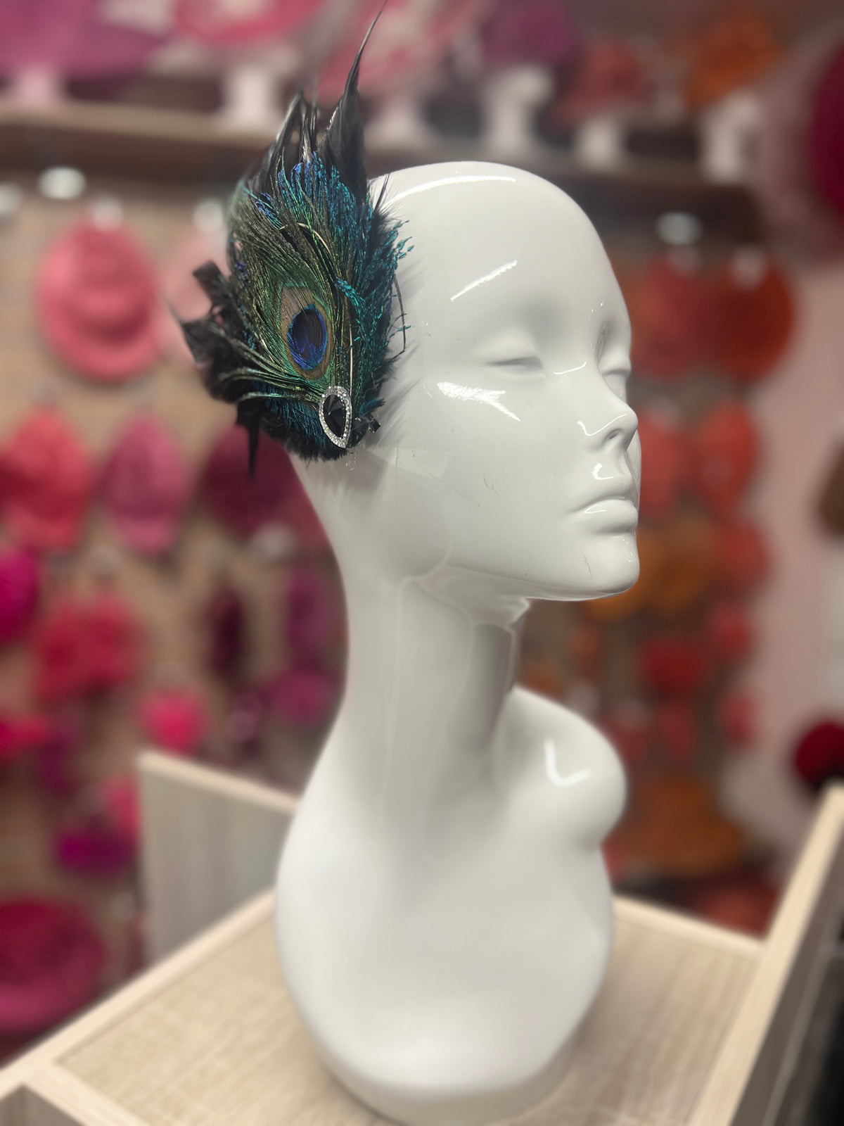 Vintage Peacock Feather Fascinator on Hair Clip