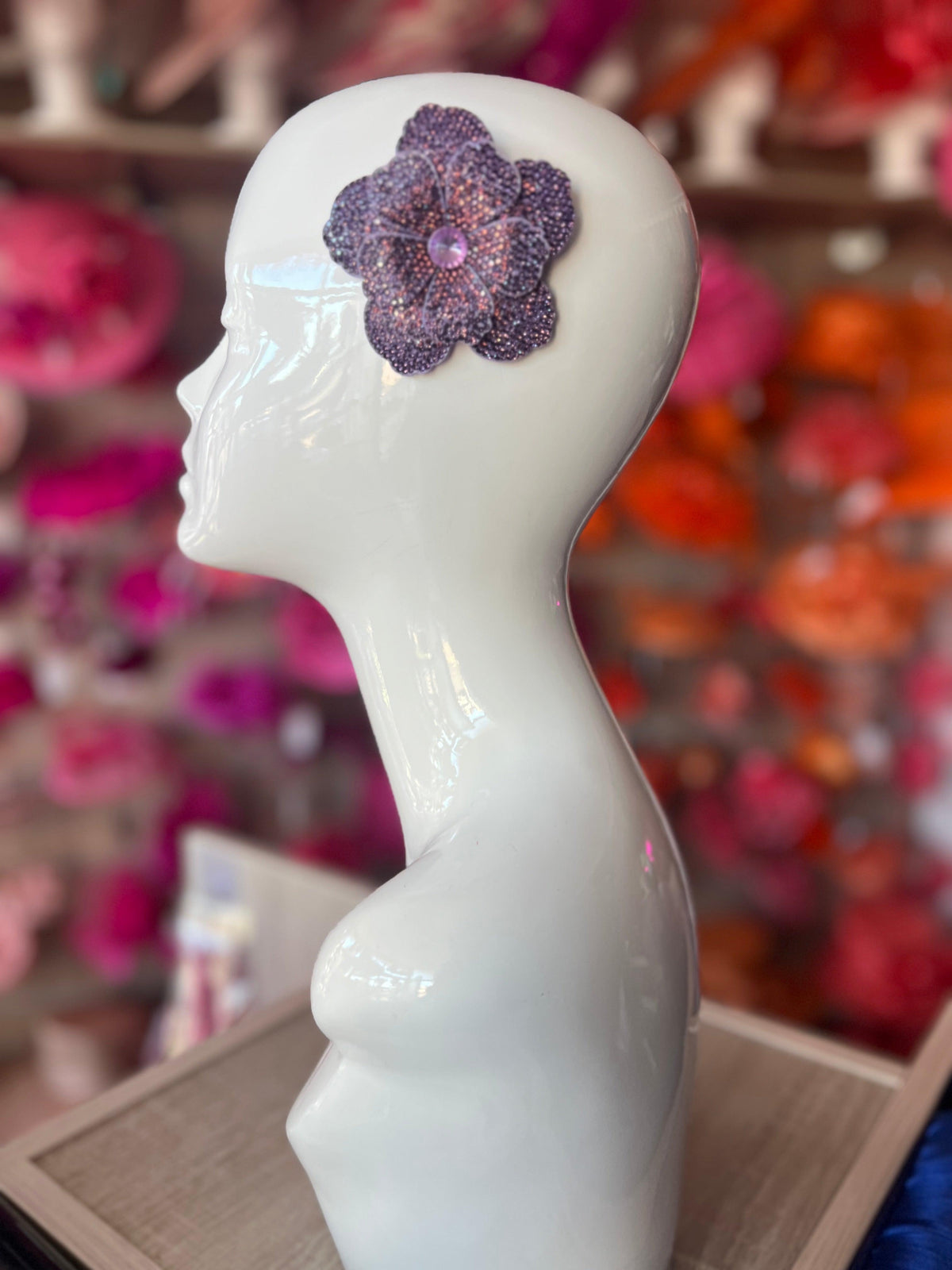 Purple Diamanté Small Flower Hair Clip