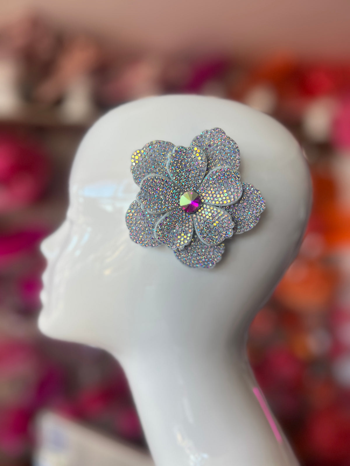 AB Diamanté Small Flower Hair Clip-Fascinators Direct