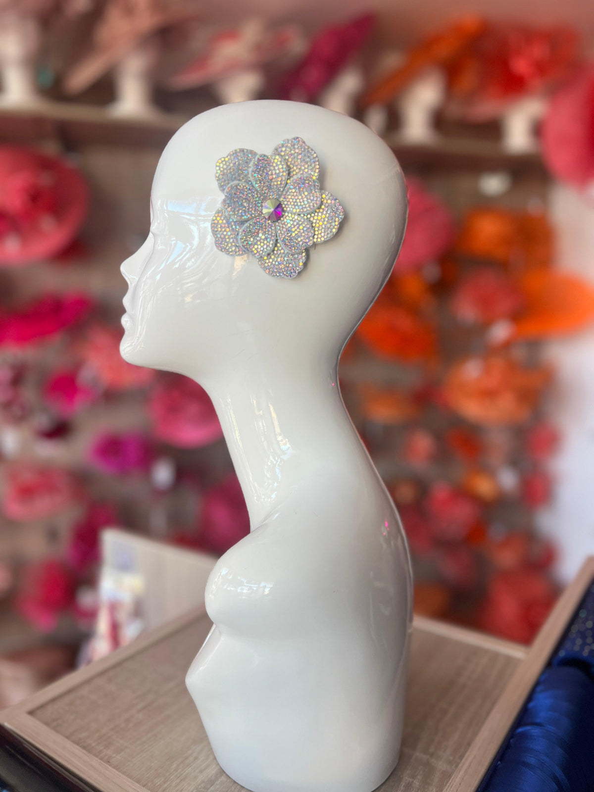 AB Diamanté Small Flower Hair Clip-Fascinators Direct