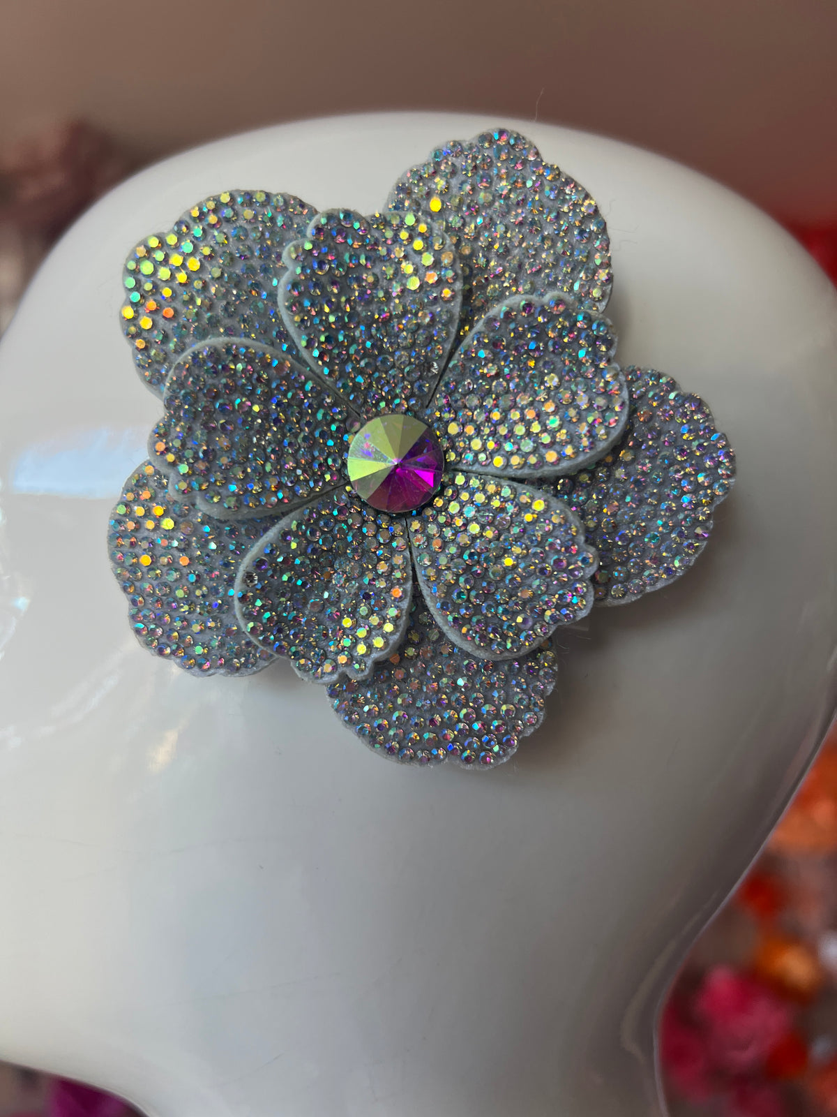 AB Diamanté Small Flower Hair Clip-Fascinators Direct