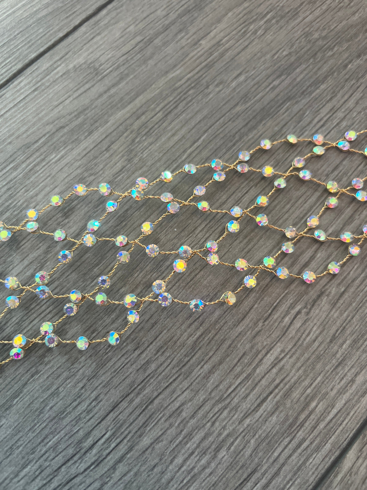 AB Rhinestone Gold Bridal Wedding Headpiece-Fascinators Direct