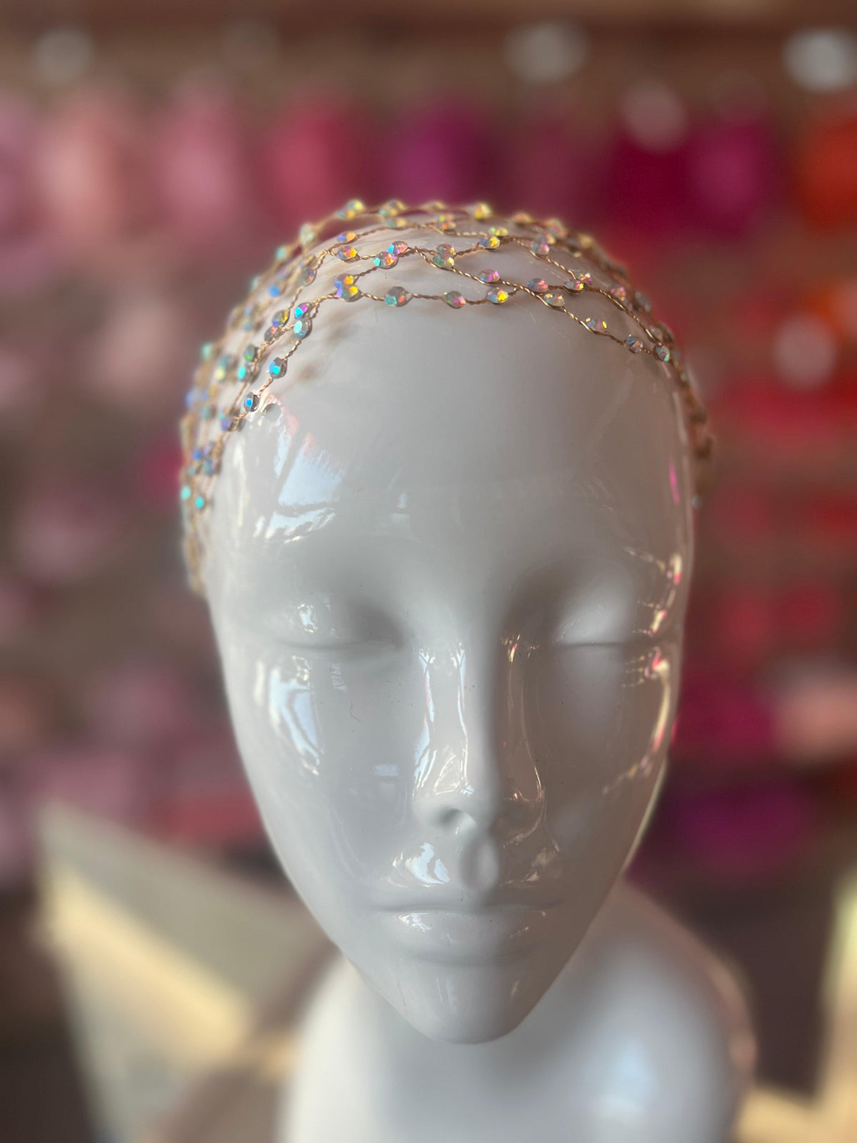 AB Rhinestone Gold Bridal Wedding Headpiece-Fascinators Direct