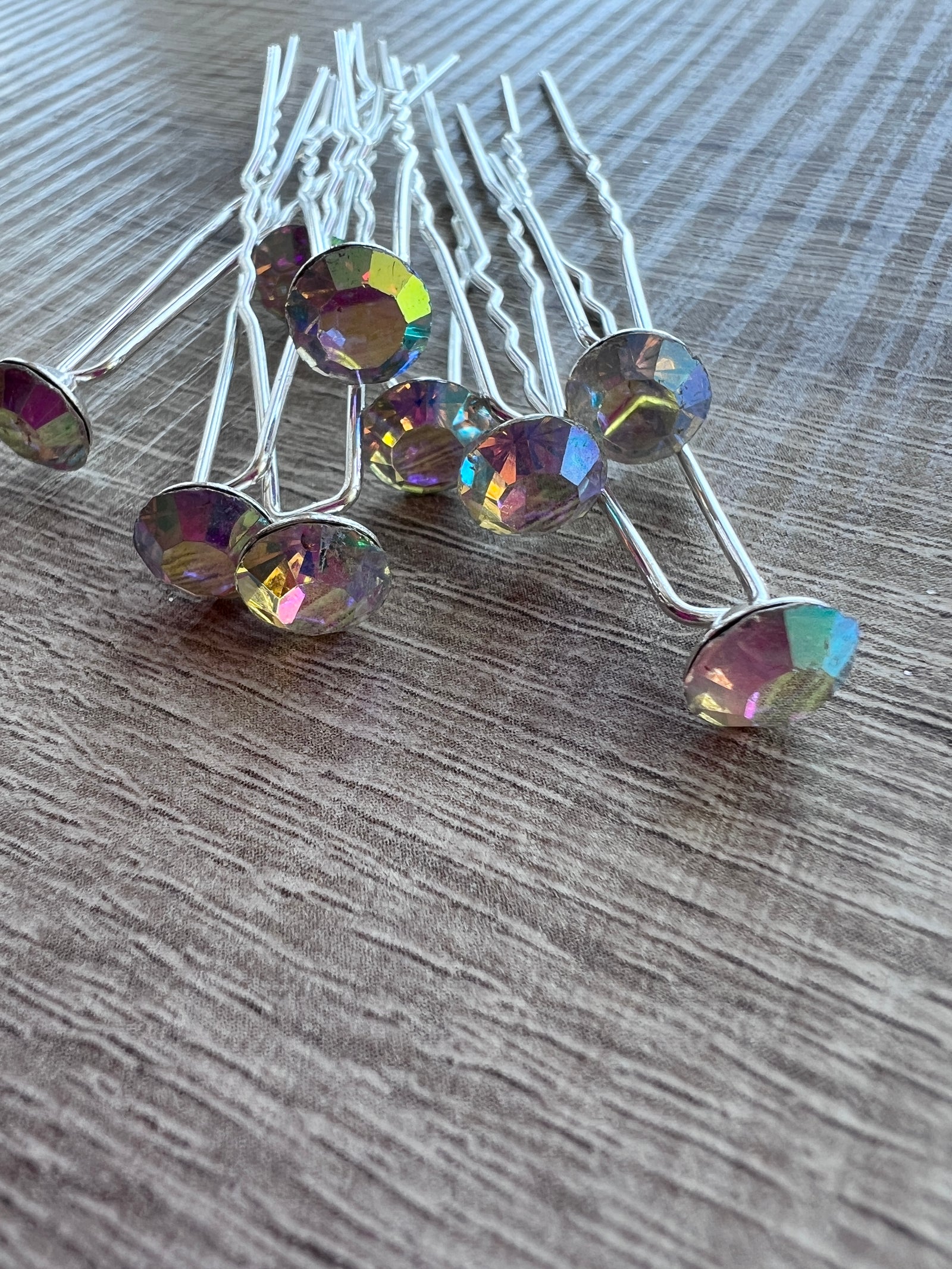 AB Rhinestone Hair Pins X 9-Fascinators Direct