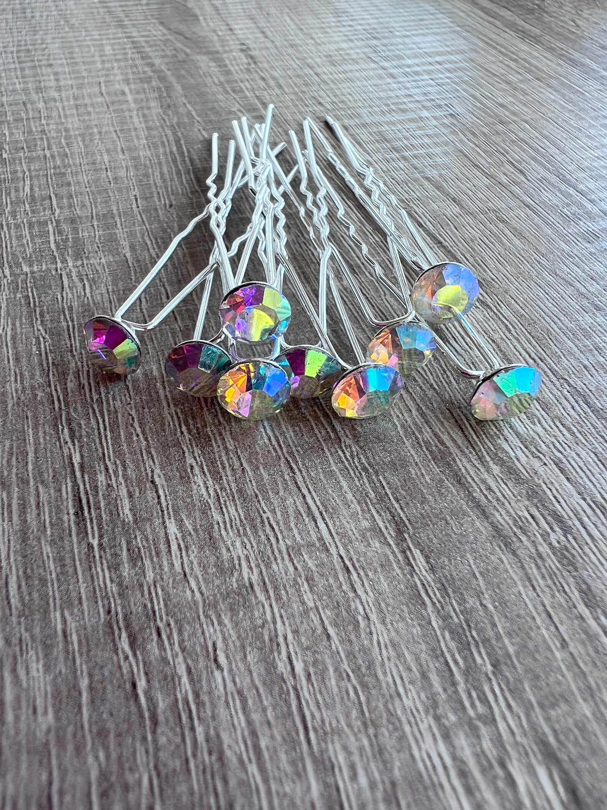 AB Rhinestone Hair Pins X 9-Fascinators Direct