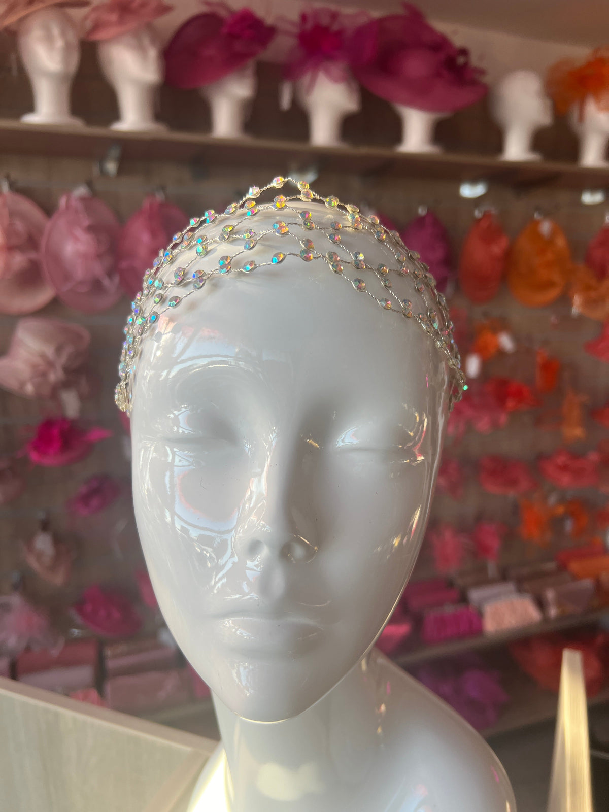 AB Rhinestone Silver Bridal Wedding Headpiece-Fascinators Direct