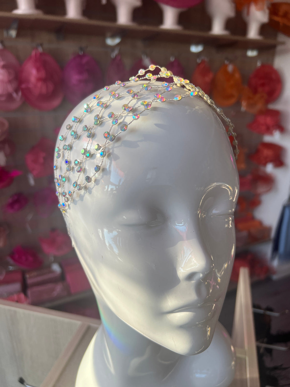 AB Rhinestone Silver Bridal Wedding Headpiece-Fascinators Direct