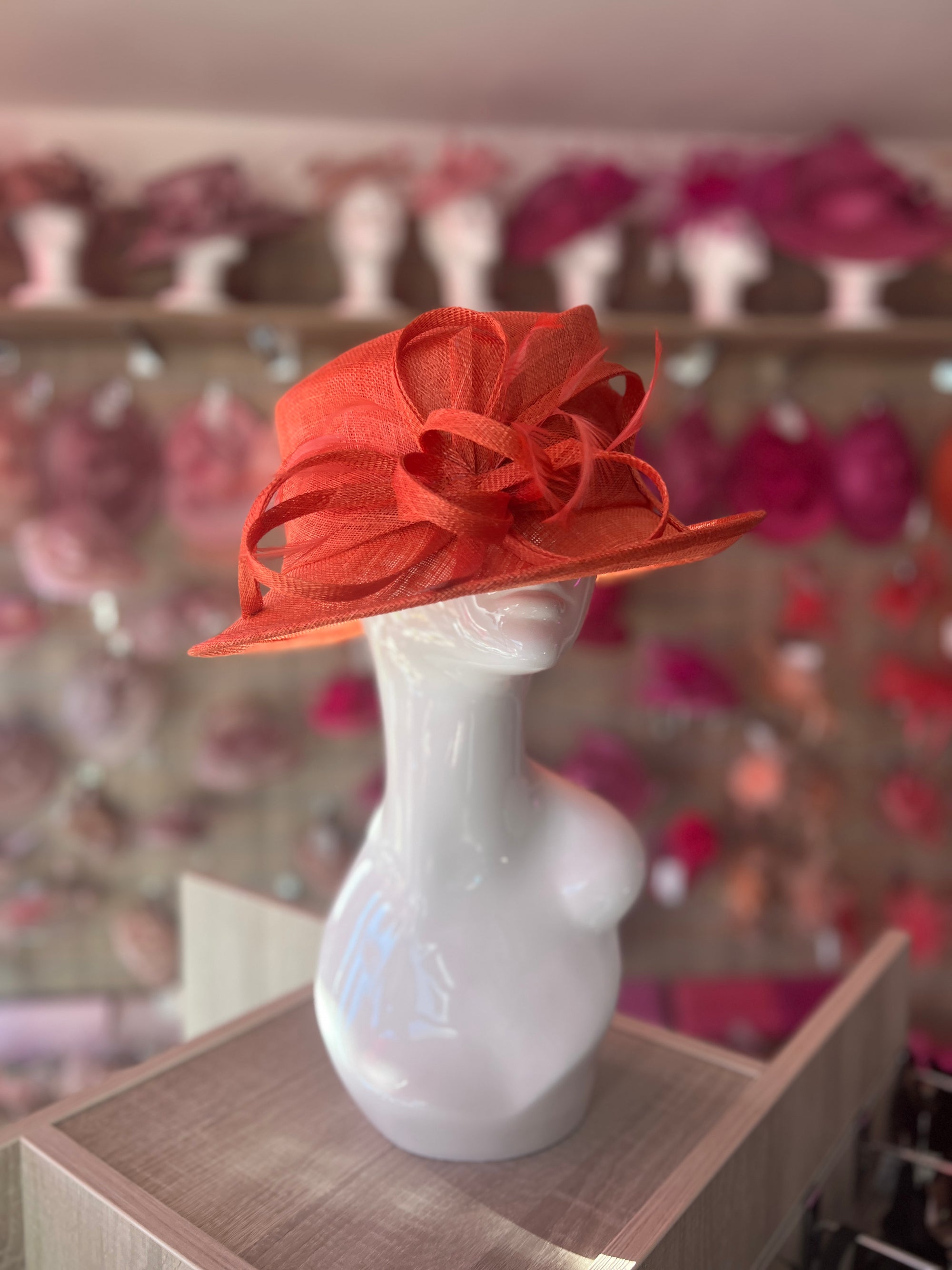 Short Brim Orange Occasion Hat