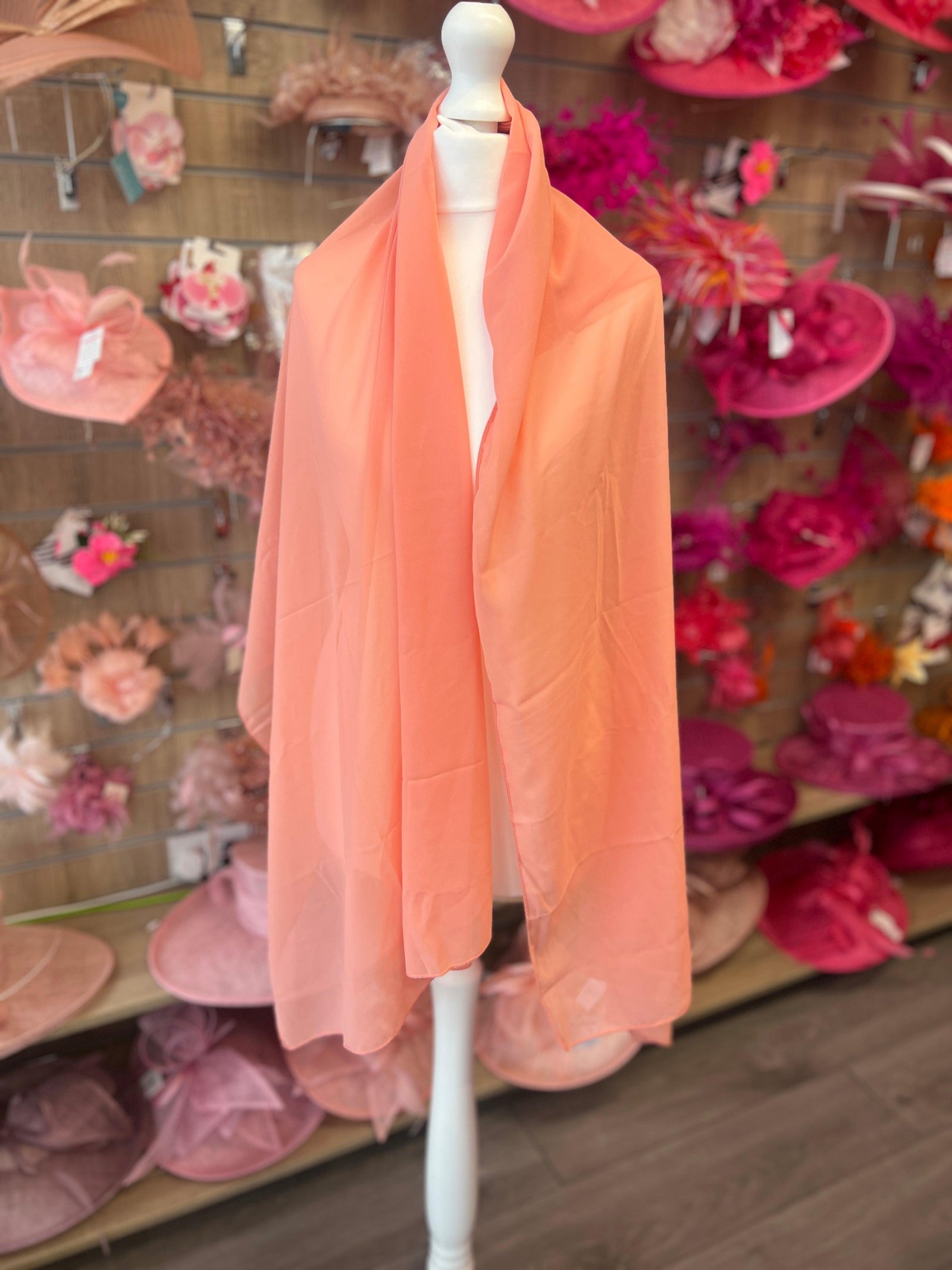 Apricot Chiffon Head Wrap Scarf-Fascinators Direct