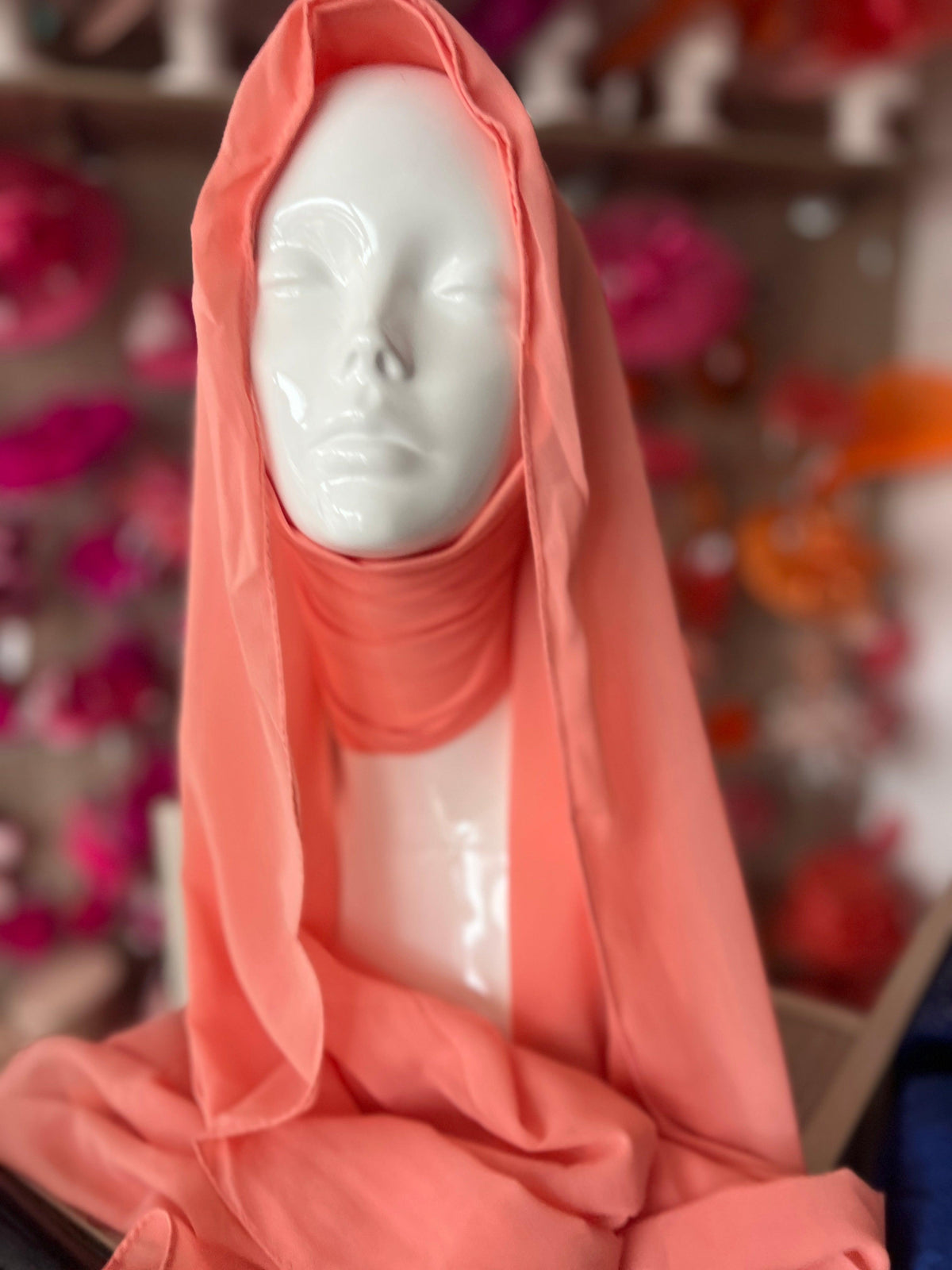 Apricot Chiffon Head Wrap Scarf-Fascinators Direct
