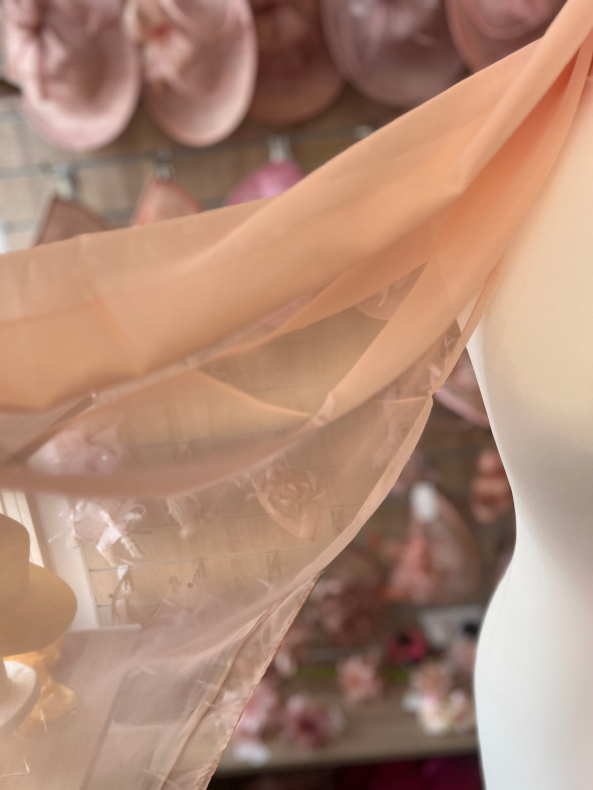 Apricot Chiffon Scarf-Fascinators Direct