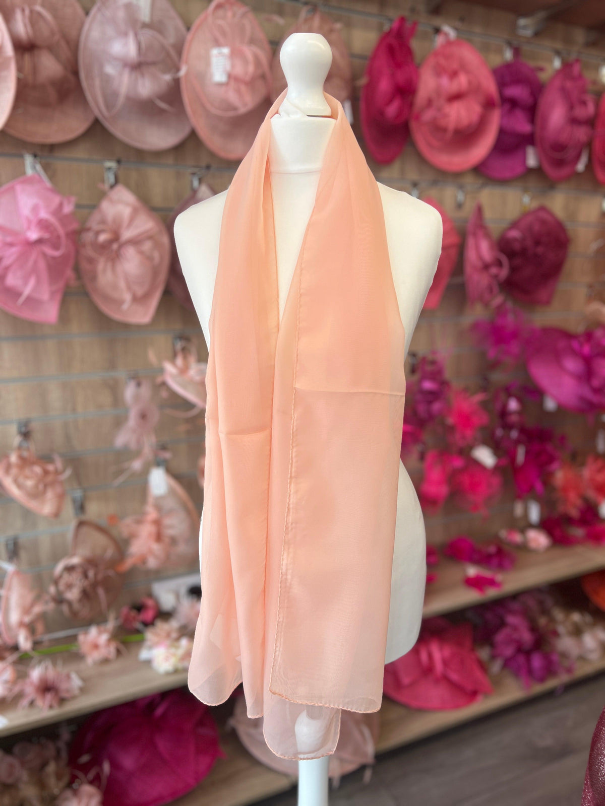 Apricot Chiffon Scarf-Fascinators Direct