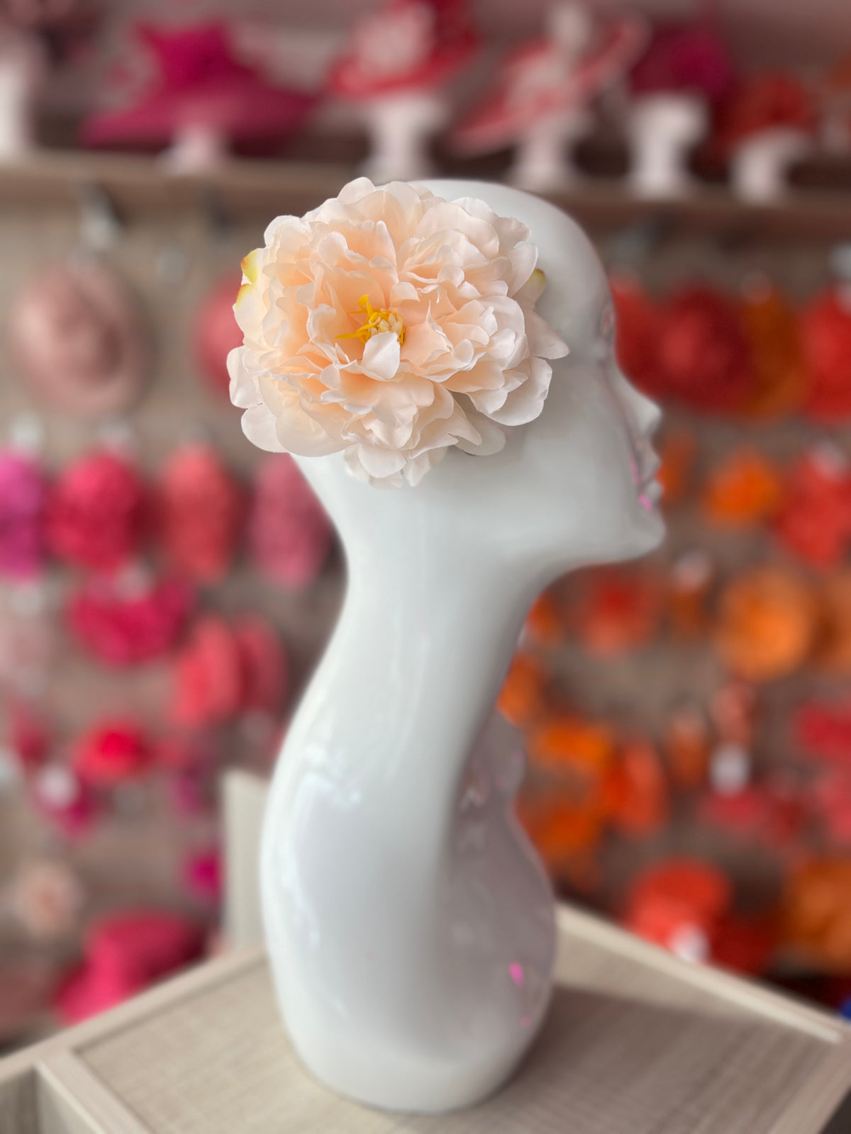 Apricot Peony Hair flower-Fascinators Direct