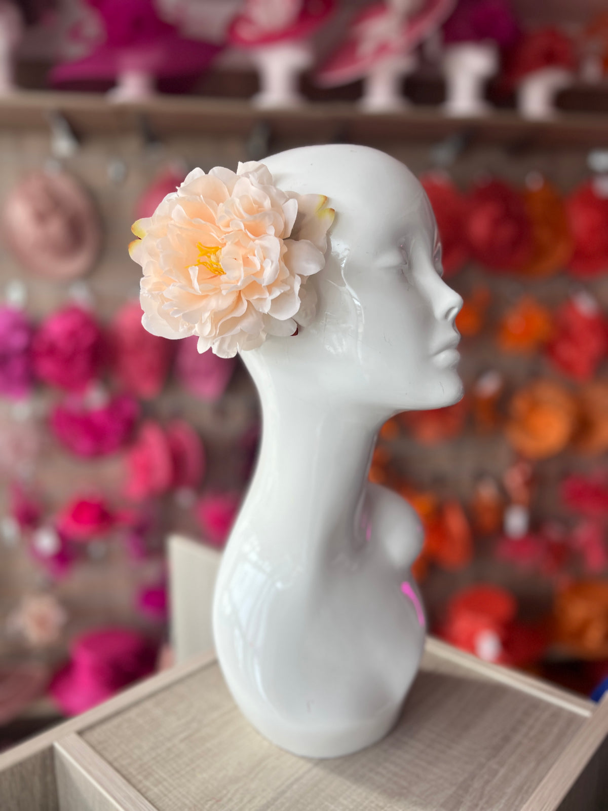 Apricot Peony Hair flower-Fascinators Direct
