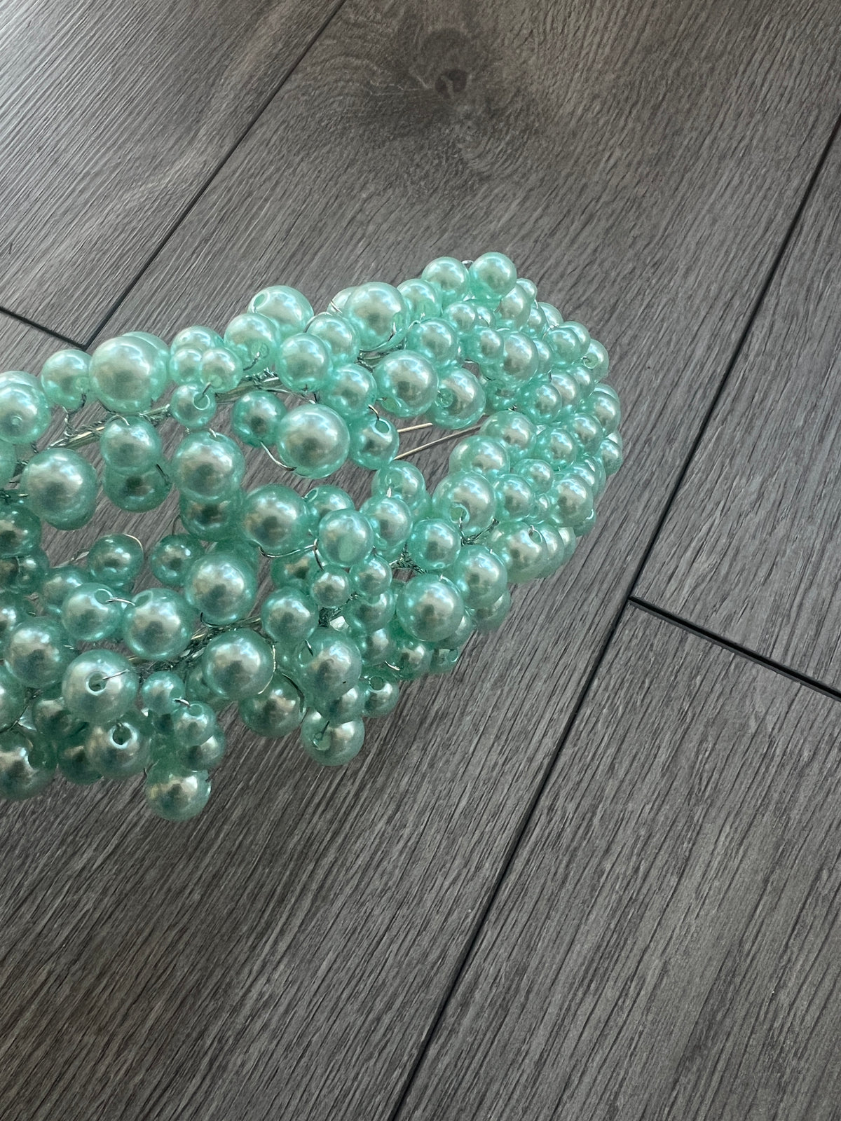 Aqua Blue Pearl Headband Fascinator-Fascinators Direct