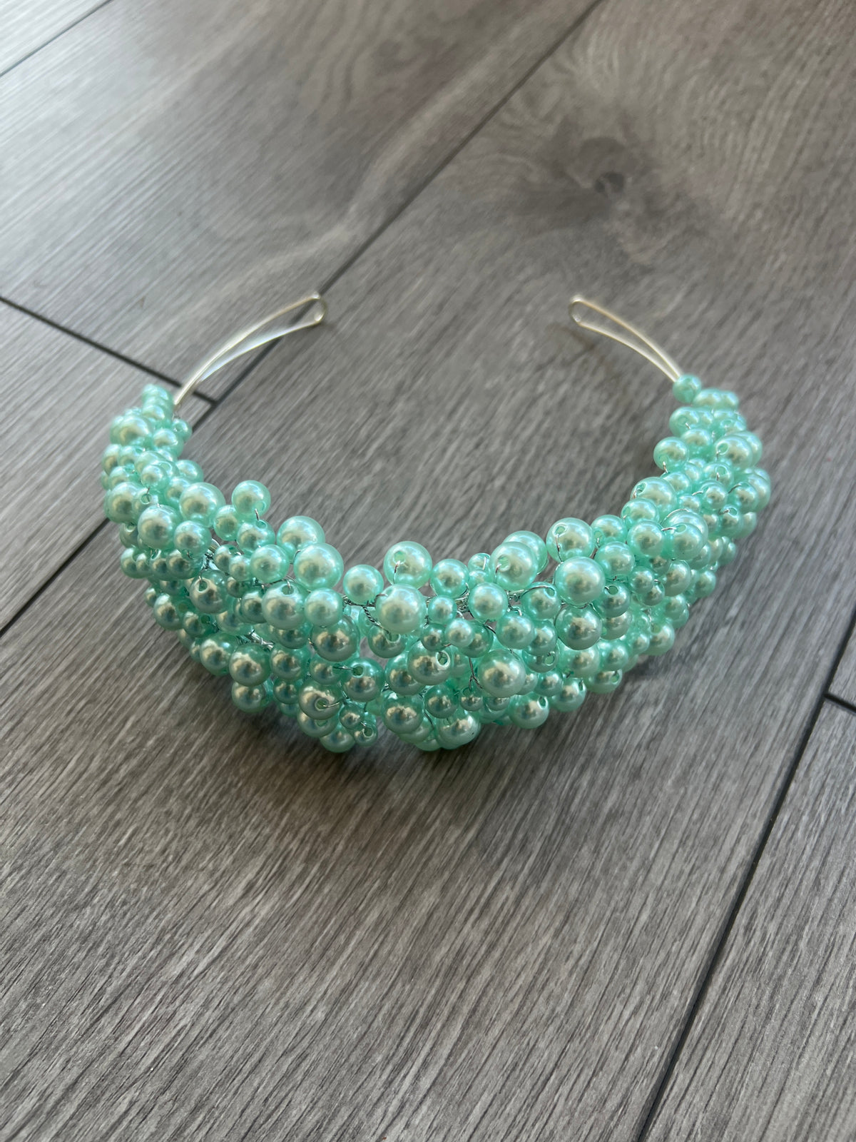 Aqua Blue Pearl Headband Fascinator-Fascinators Direct