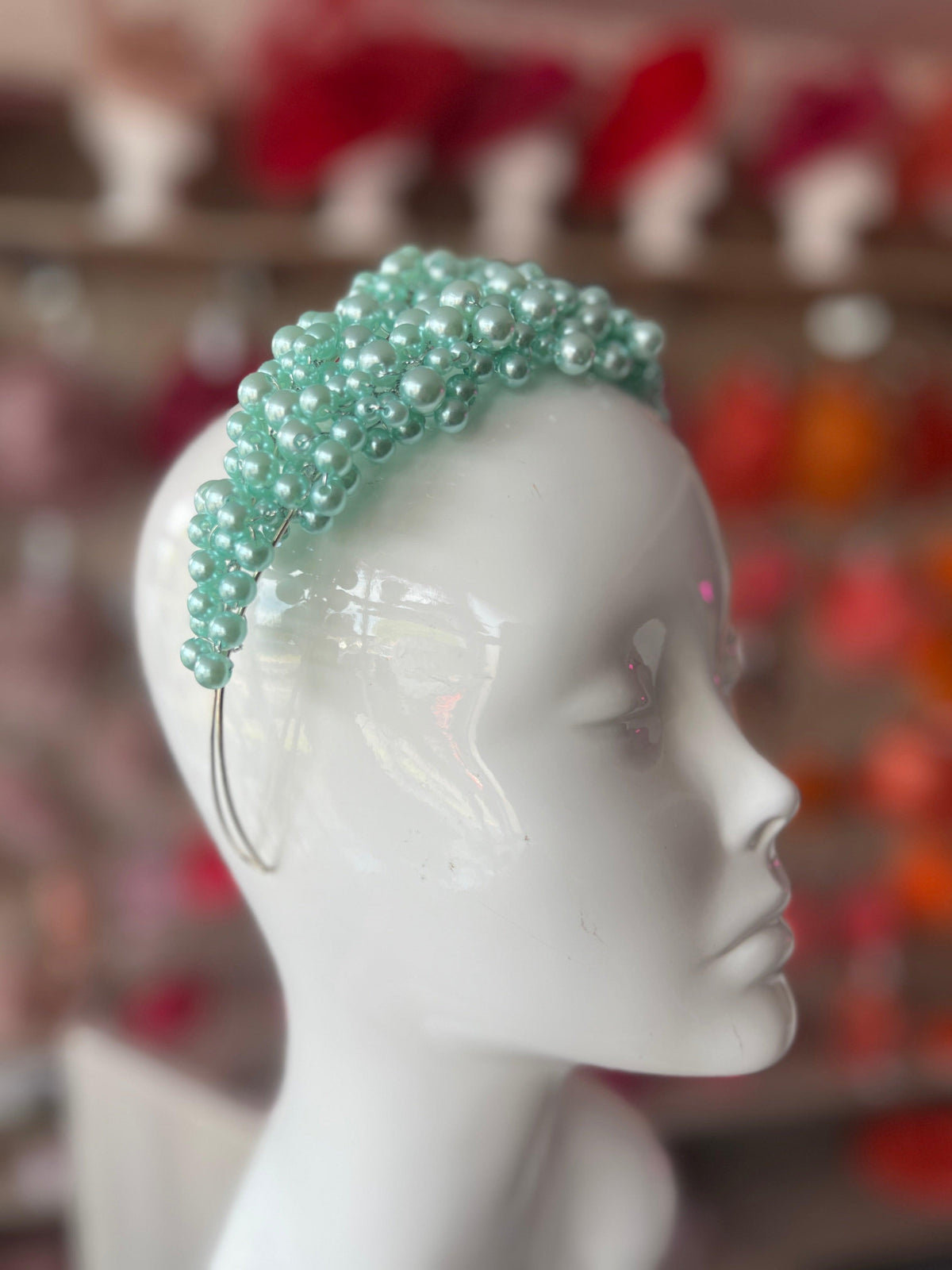 Aqua Blue Pearl Headband Fascinator-Fascinators Direct