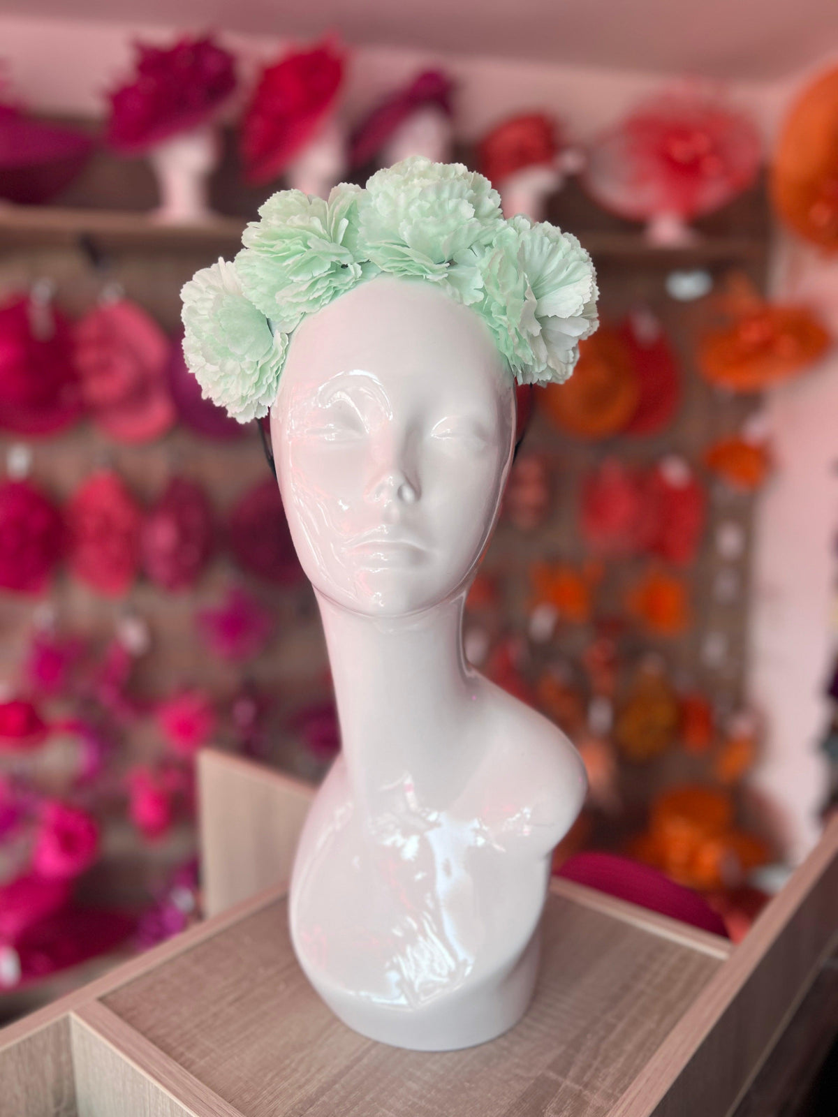 Aqua Carnation Flower Crown Headband-Fascinators Direct