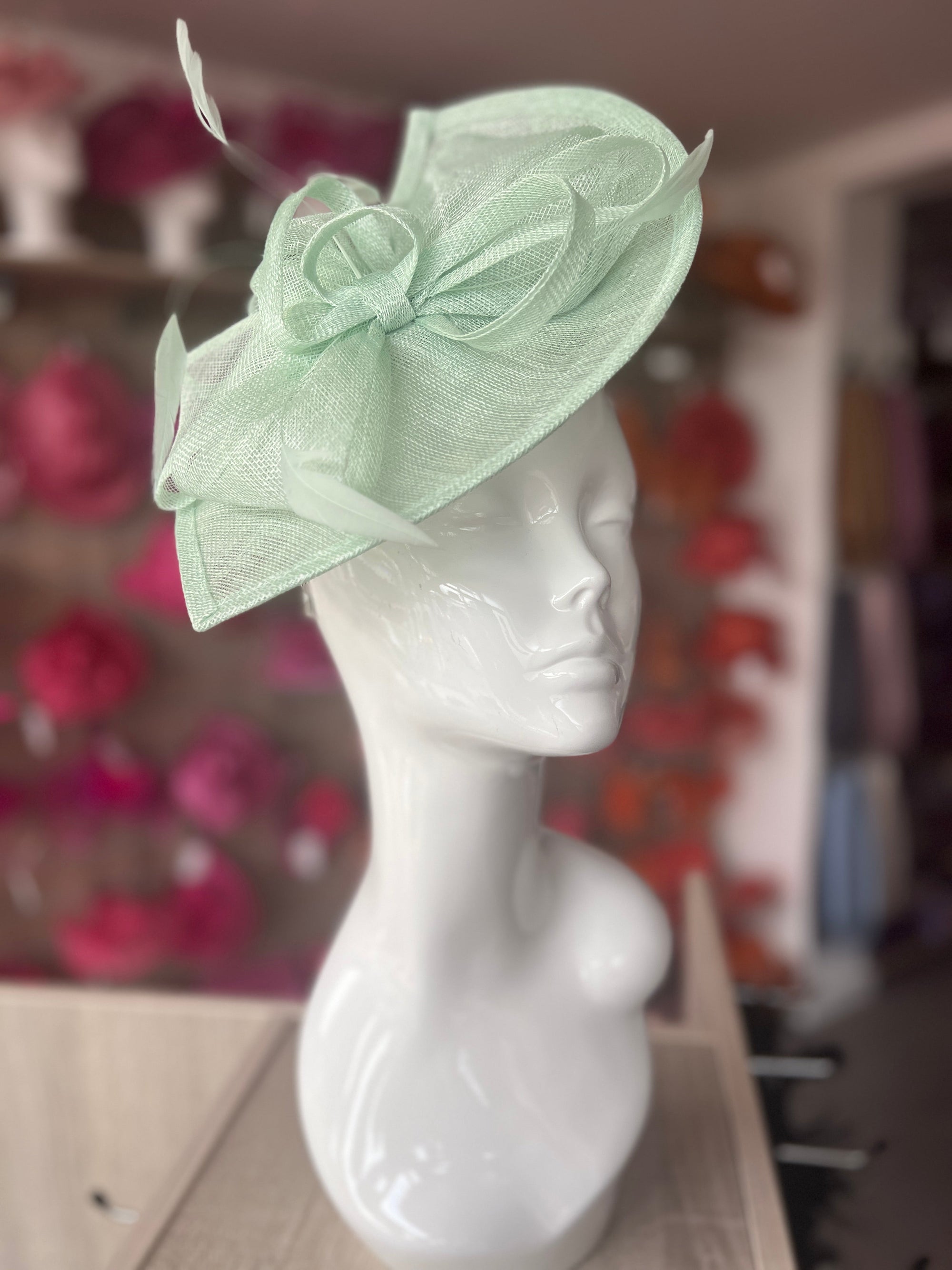 Aqua Disc Fascinator with Decorative Bow-Fascinators Direct