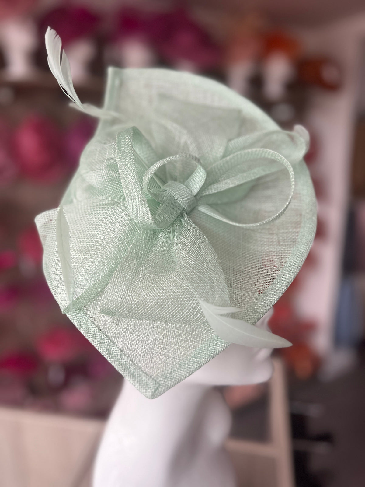 Aqua Disc Fascinator with Decorative Bow-Fascinators Direct