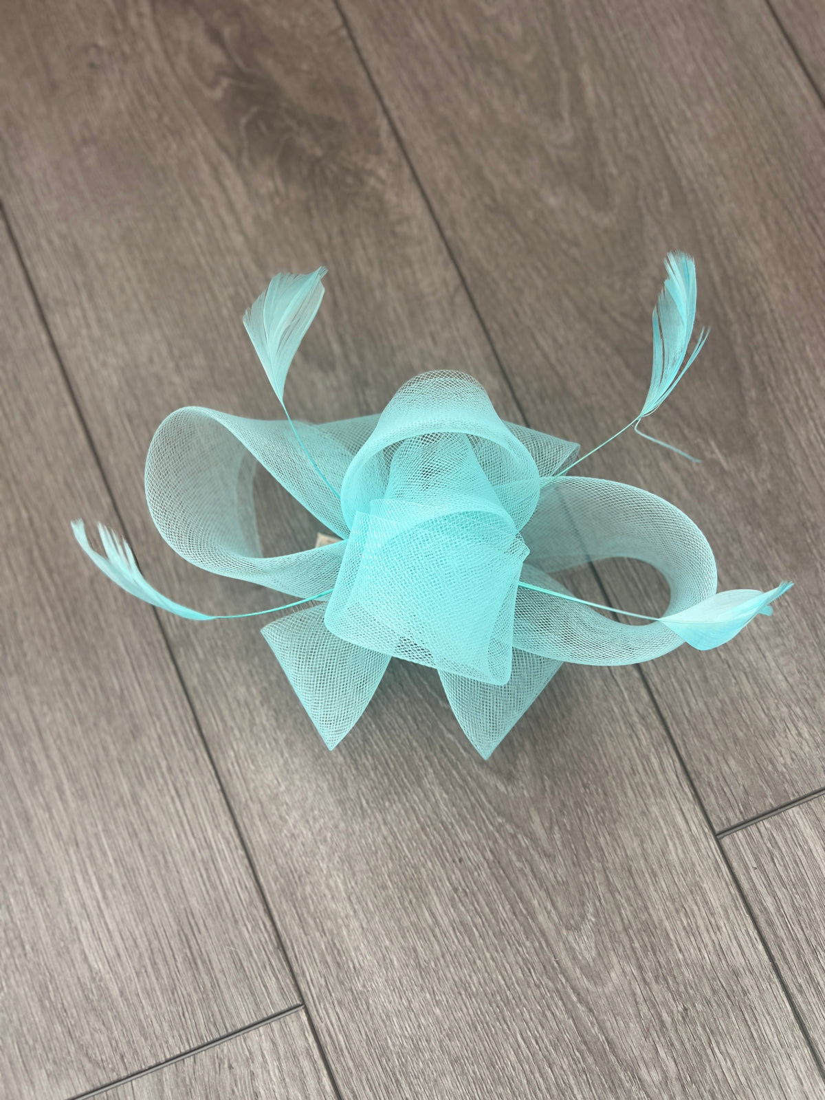 Aqua Large Loop Fascinator With Feathers-Fascinators Direct