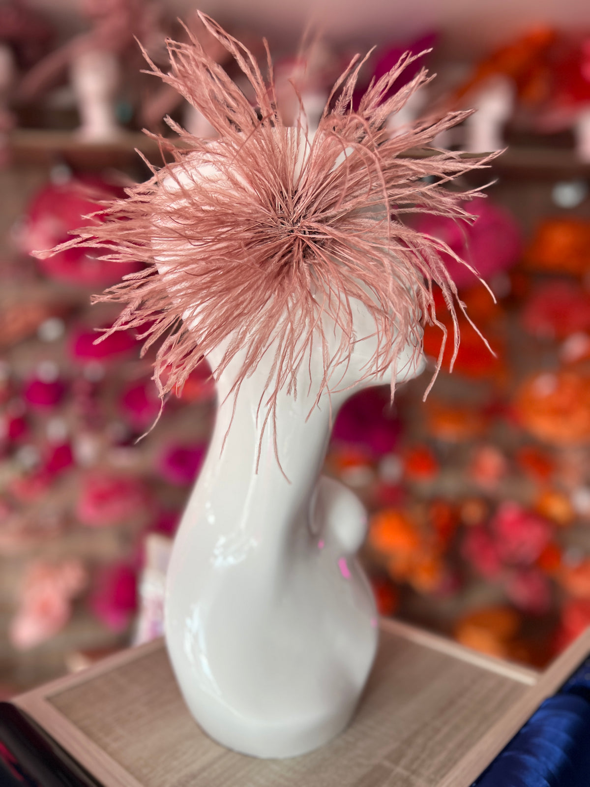Dusky Pink Wispy Feather  Fascinator Hair Clip