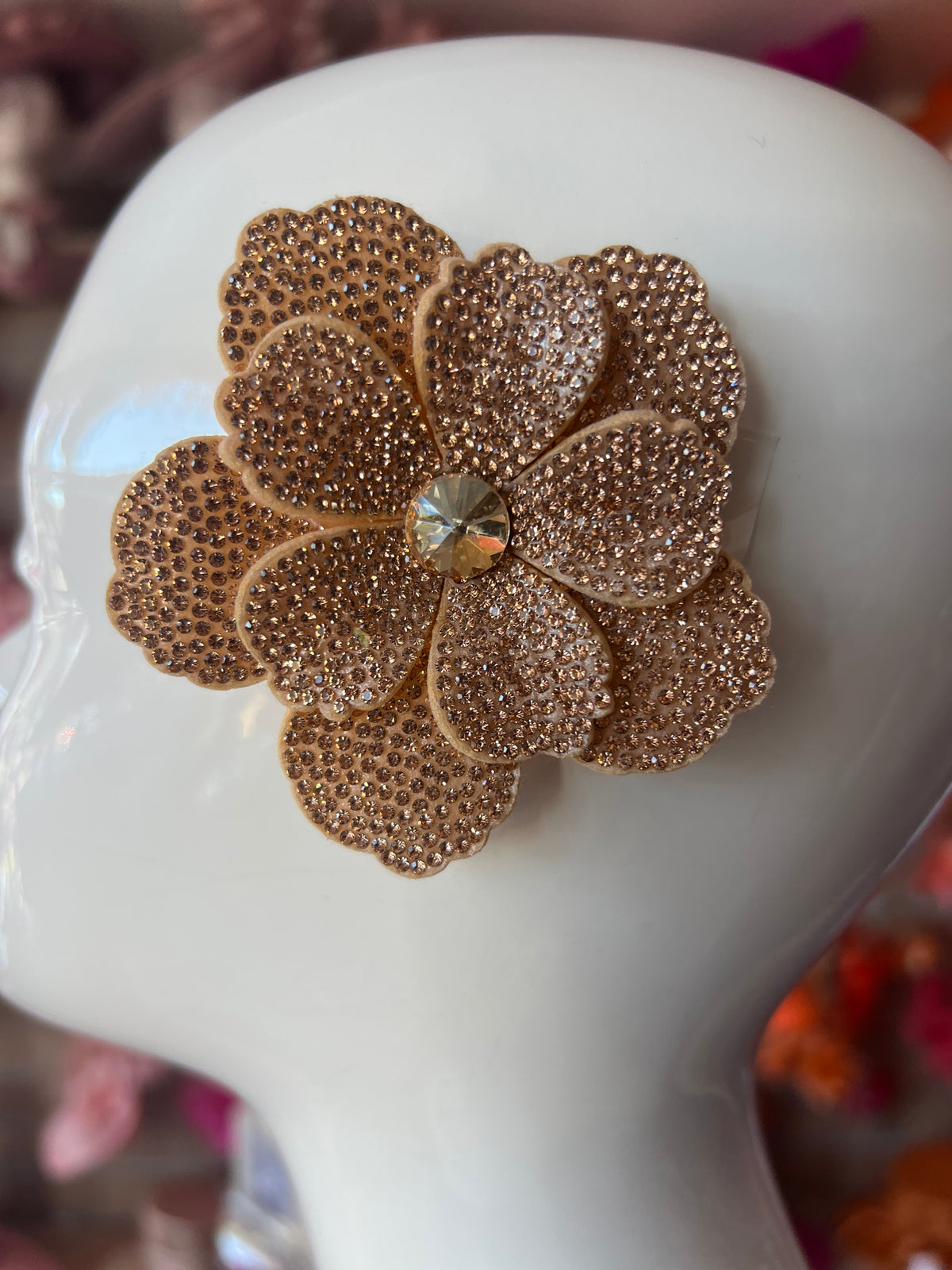 Gold Diamante Small Flower Hair Clip