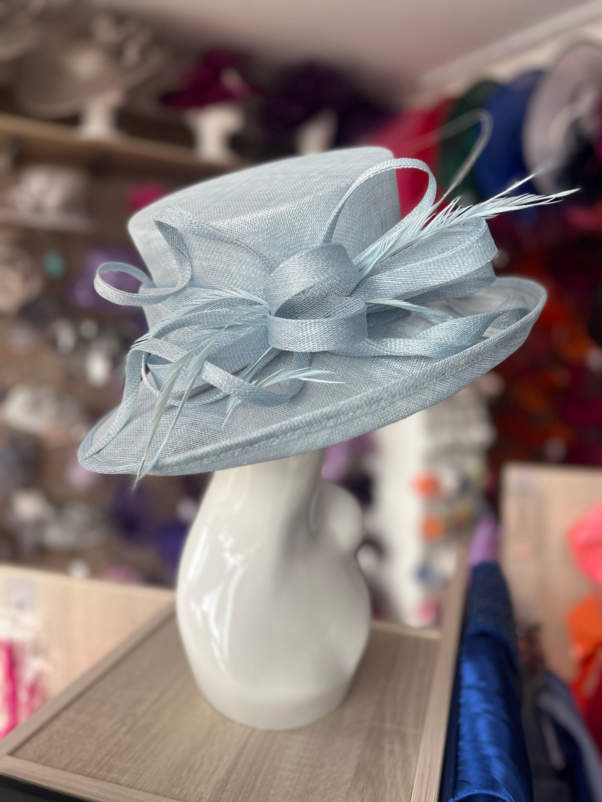 Classic Sinamay Powder Blue Wedding Hat