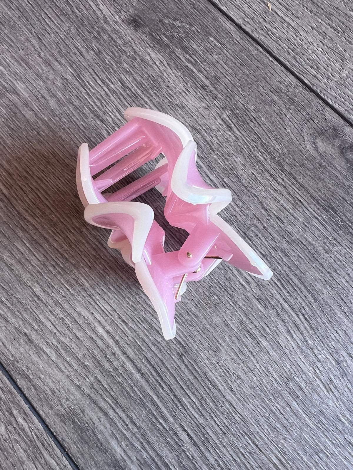 Tropical Jasmine Hair Flower Claw - Pink &amp; Cream