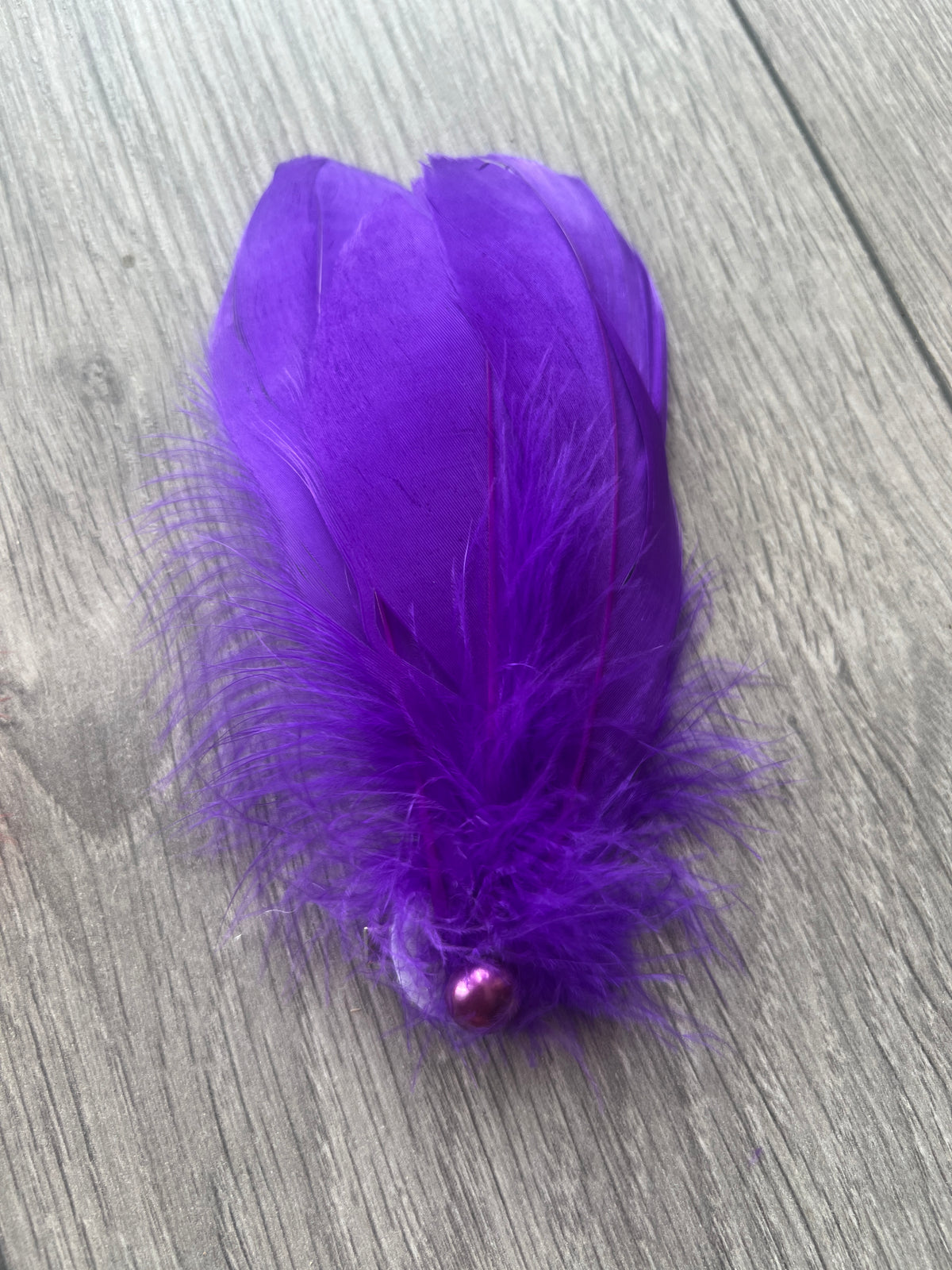 Purple Fascinator Hair Clip With Feathers &amp; Pearl