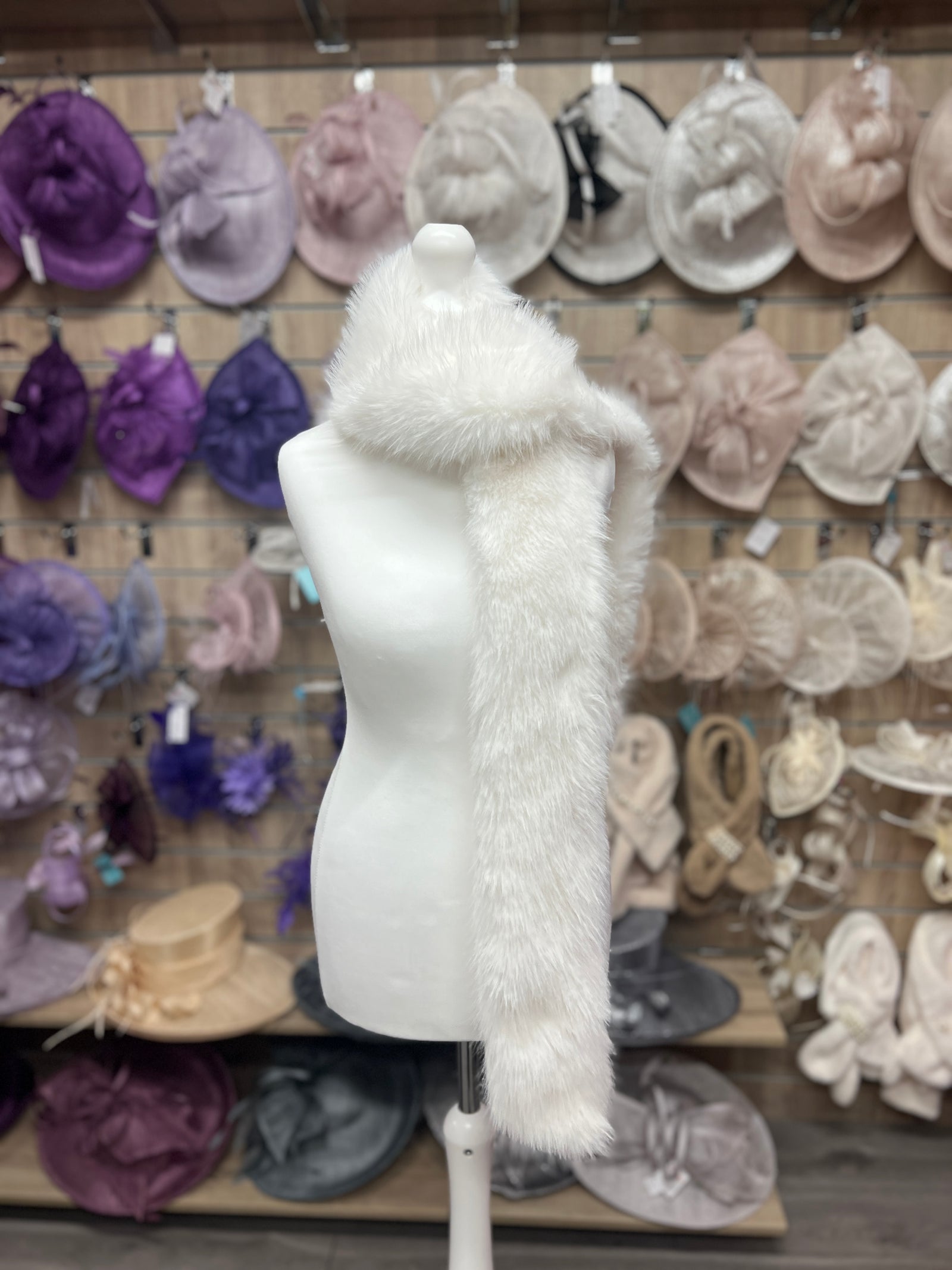 White Faux Fur Scarf