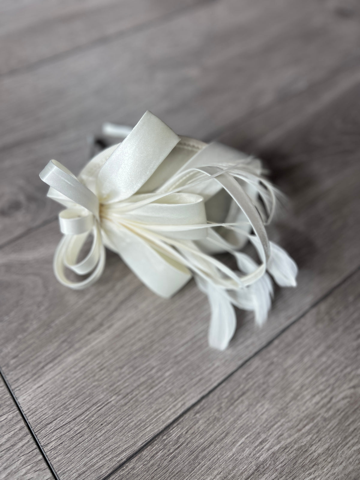 Ivory Fascinated Headband With Looped Satin &amp; Feathers