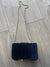Navy Velvet Shoulder Clutch Bag With Gold Chain