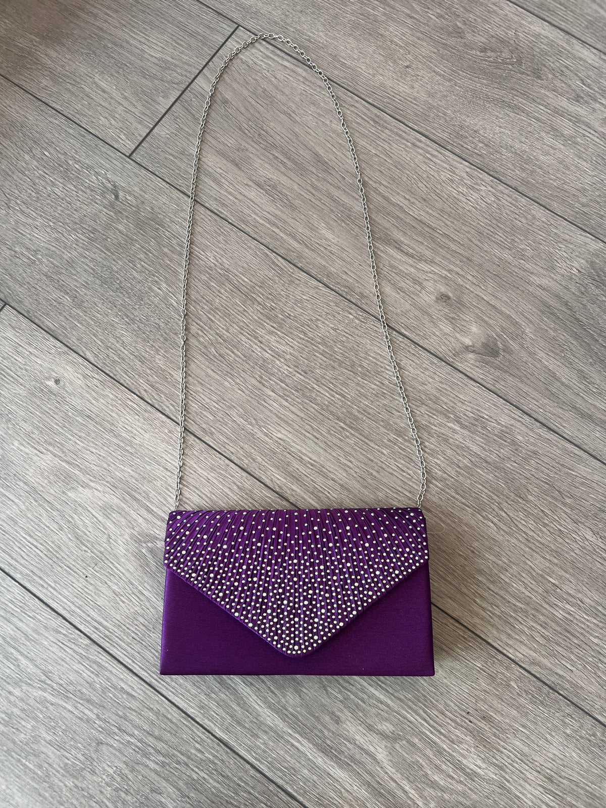 BLACKCURRANT ENVELOPE CLUTCH BAG WITH RHINESTONES-Fascinators Direct