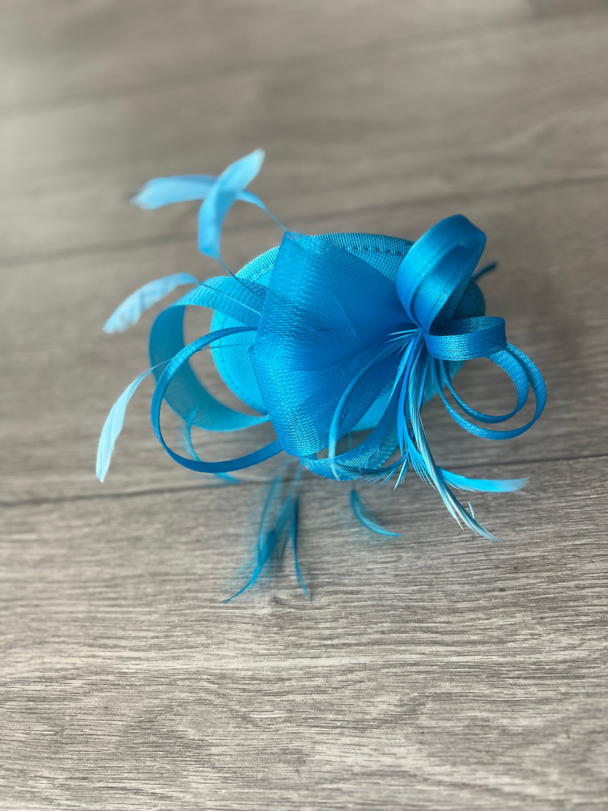 BLUE FASCINATOR HEADBAND WITH LOOPED CRIN &amp; FEATHERS-Fascinators Direct