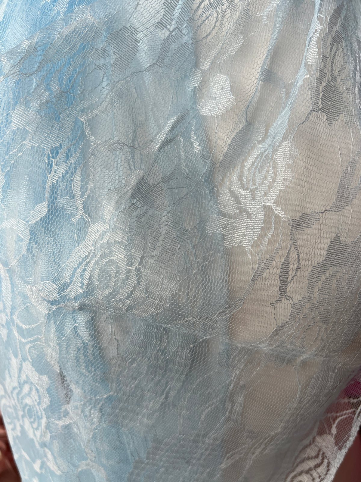 Baby Blue Floral Lace Scarf-Fascinators Direct
