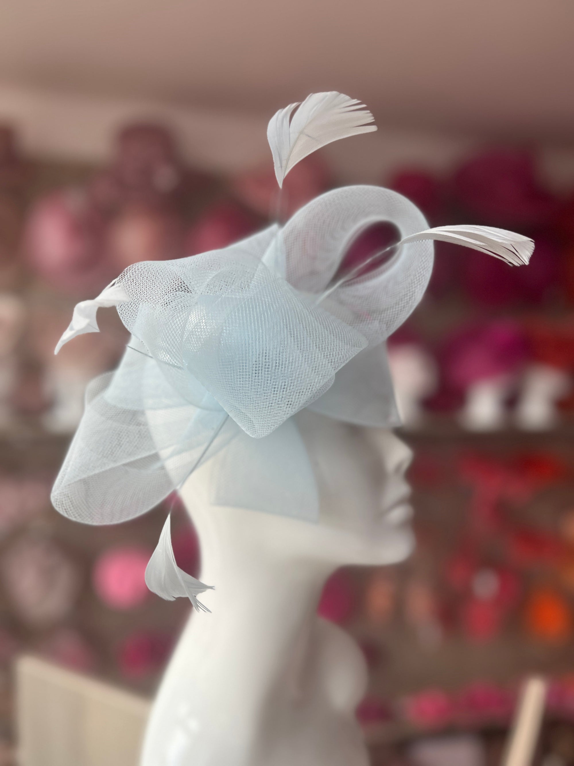 Baby Blue Large Loop Fascinator With Feathers-Fascinators Direct