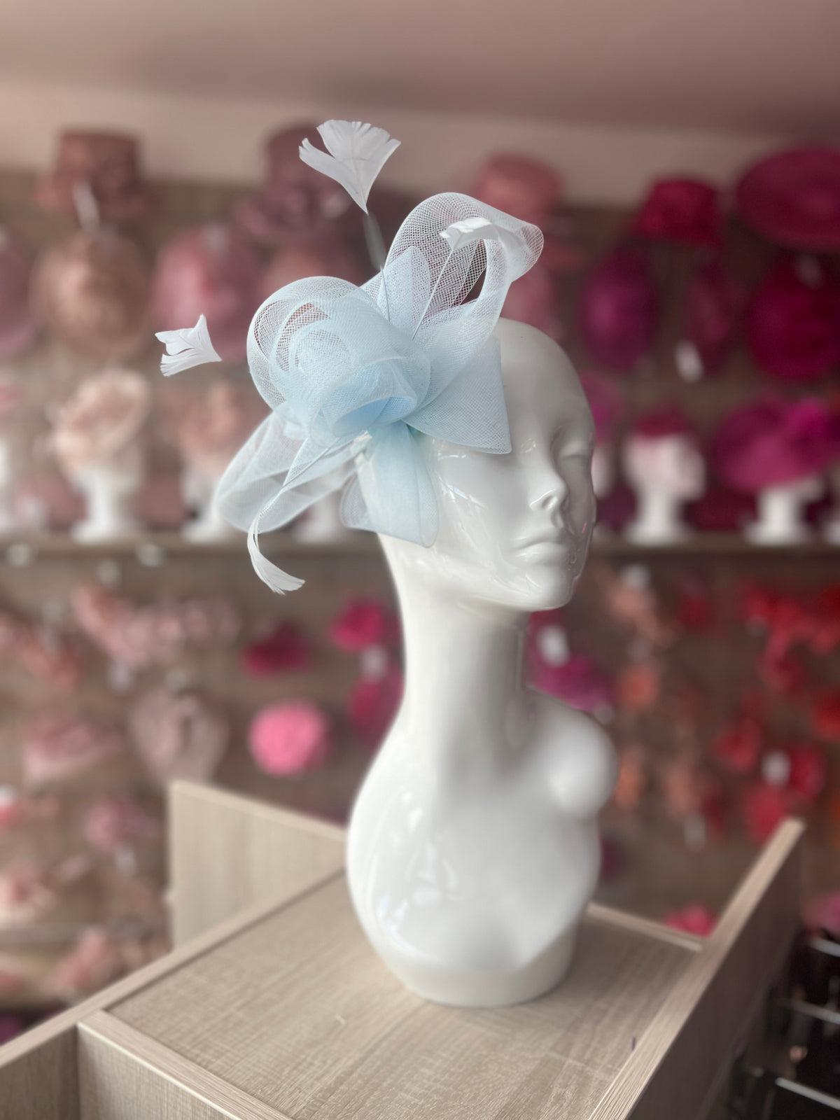 Baby Blue Large Loop Fascinator With Feathers-Fascinators Direct