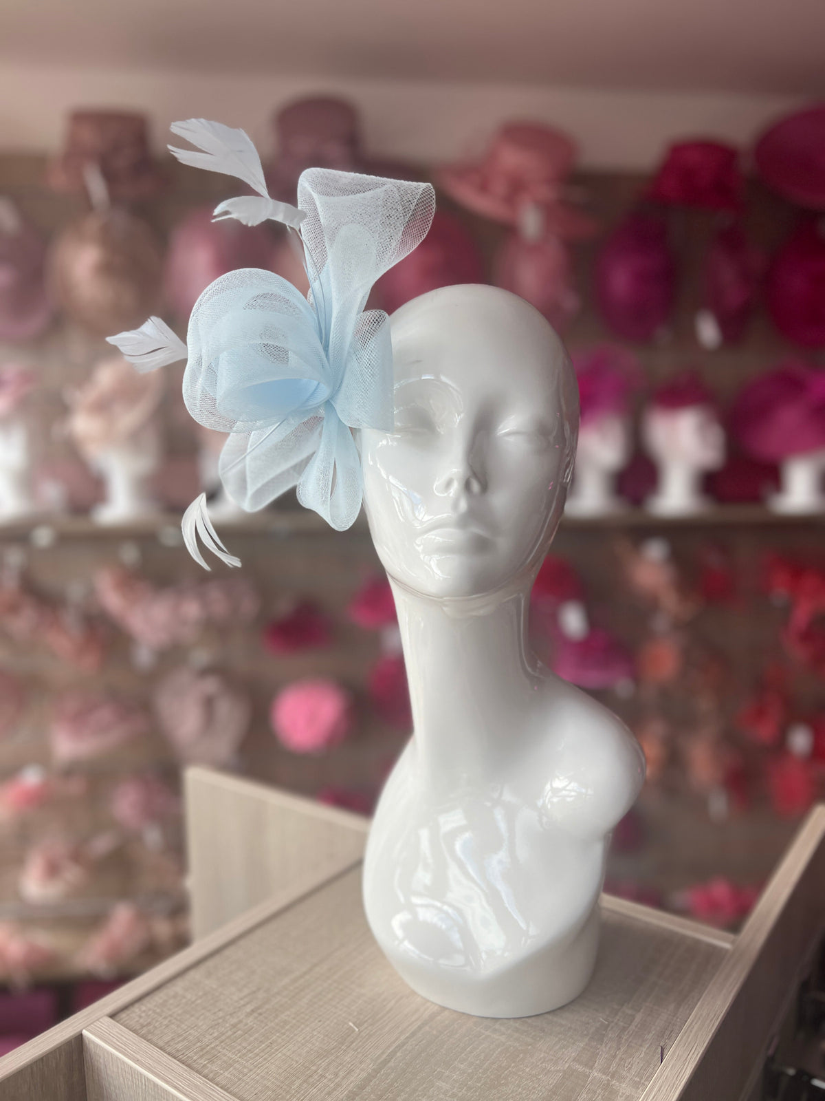 Baby Blue Large Loop Fascinator With Feathers-Fascinators Direct