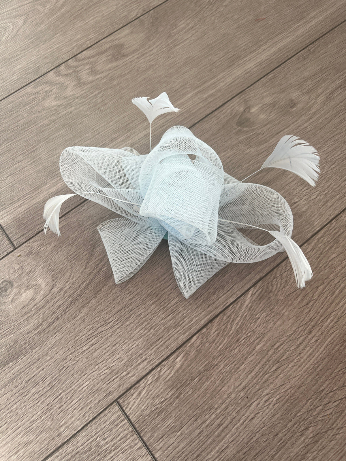 Baby Blue Large Loop Fascinator With Feathers-Fascinators Direct