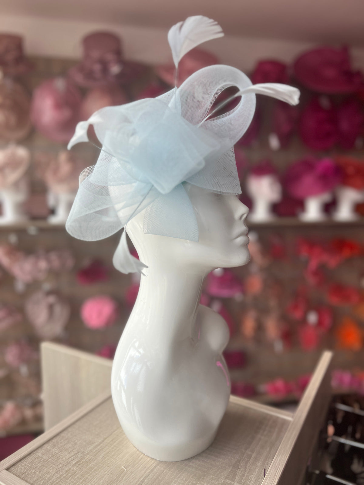 Baby Blue Large Loop Fascinator With Feathers-Fascinators Direct