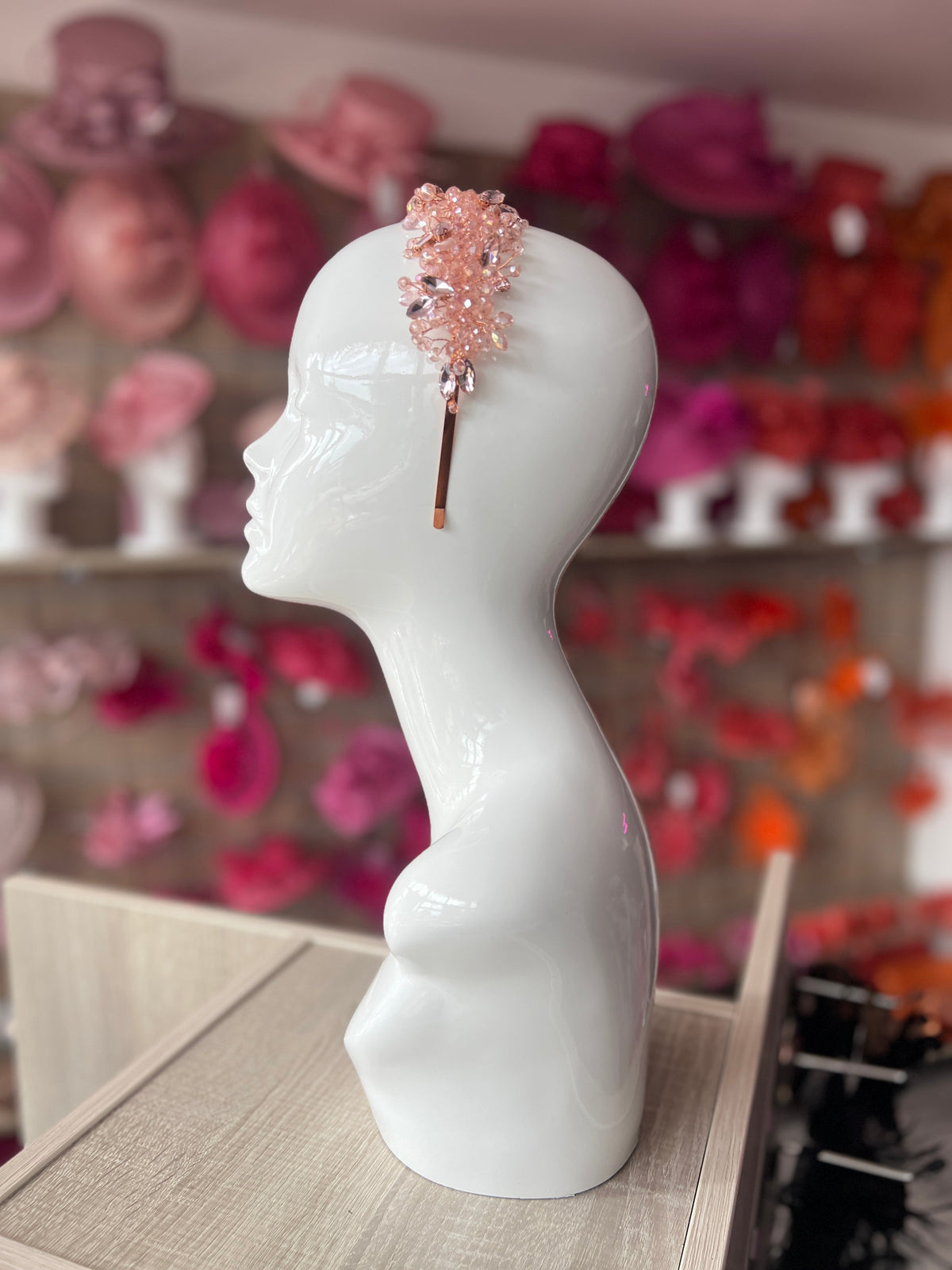 Baby Pink Crystal Headband Fascinator-Fascinators Direct