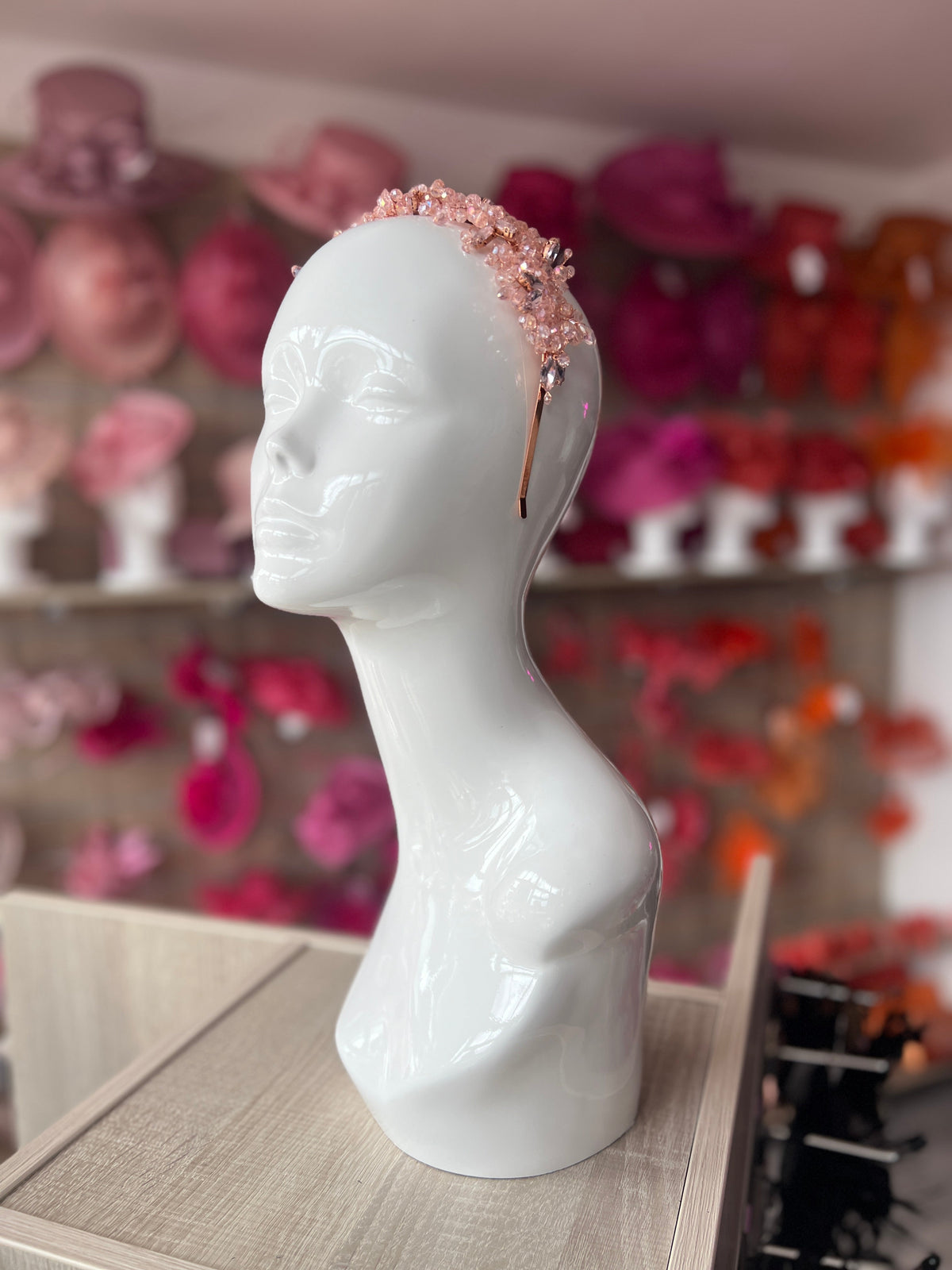 Baby Pink Crystal Headband Fascinator-Fascinators Direct