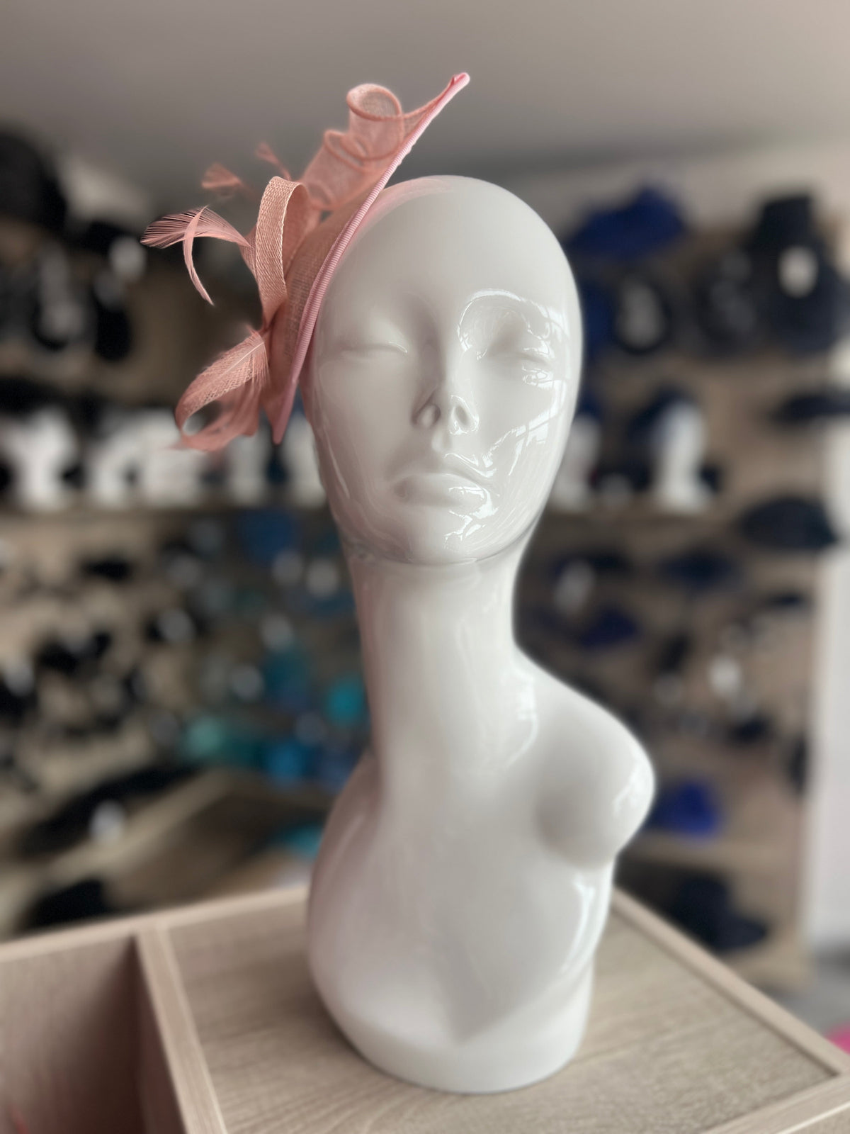 Baby Pink Teardrop Fascinator with Curled Sinamay Loops-Fascinators Direct